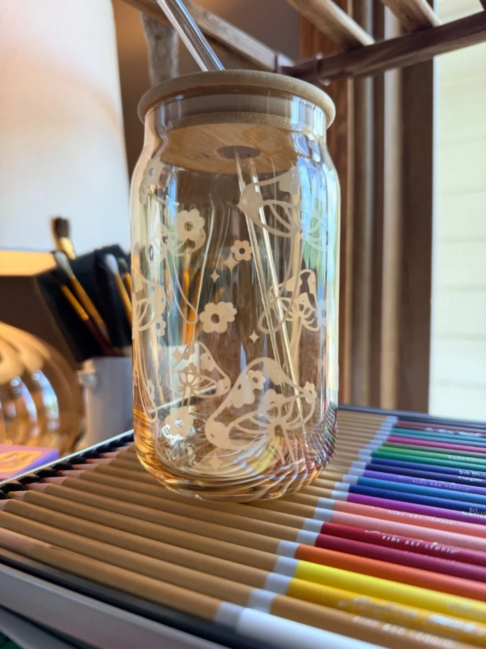 Glass & Bamboo Beverage Container